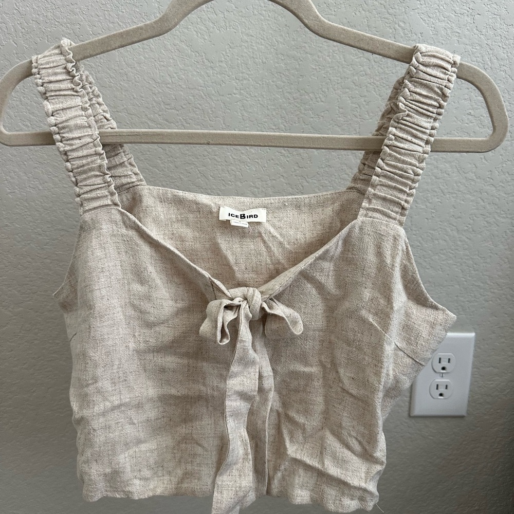 Ice Bird Women’s Small Front Tie Tank Cream Small